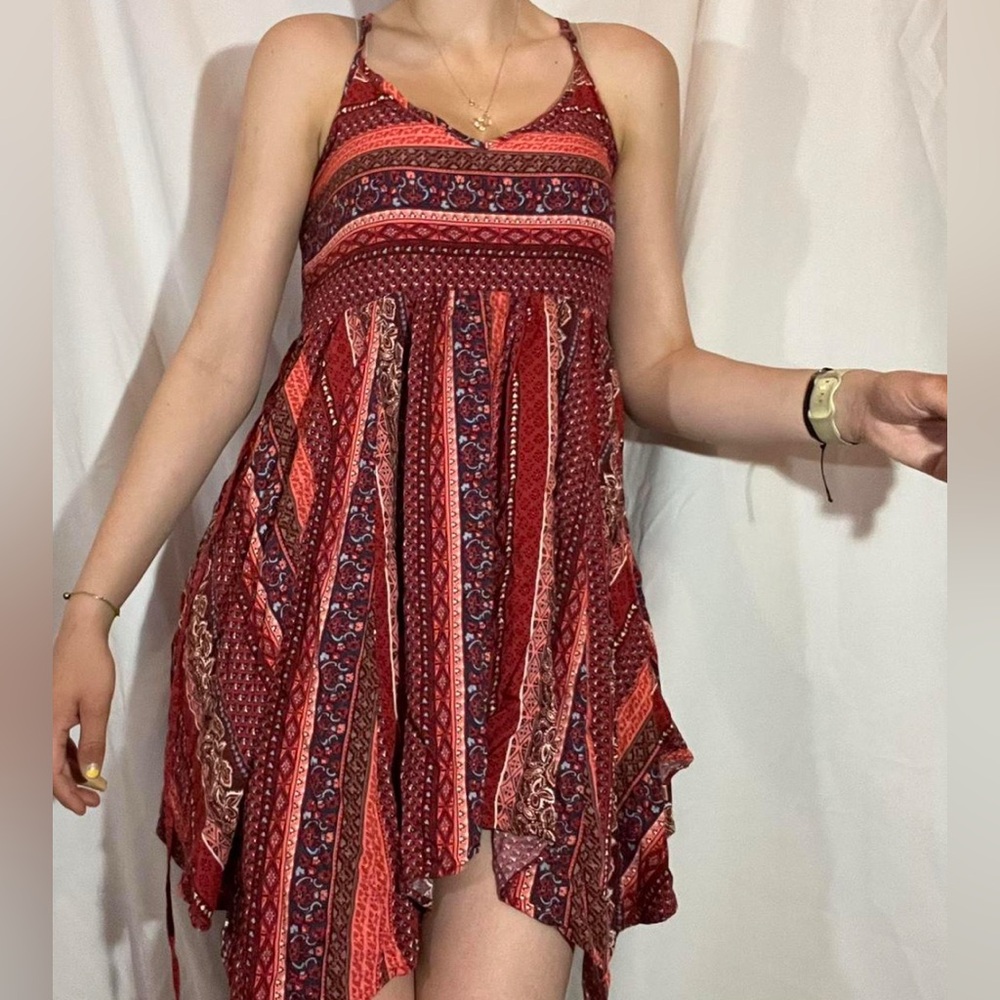 Hollister Asymmetrical Red and Blue Dress